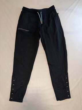 Monastery Couture Women's Black Joggers with Snap Button Cuffs